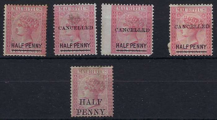 MAURITIUS  1876/791/2dmm SG 77,79  red and black  CAT R 900