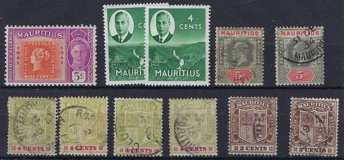 MAURITIUS  1910/502c-5cmm and used  SG 184,206,227,266,279various multicolour CAT R 36