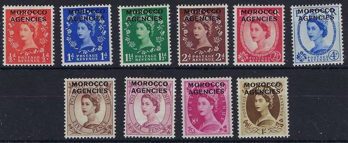 MOROCCO AGENCIES   1952  1/2d-1s  mmSG 101/110queen elizabethh 2  CAT R 120