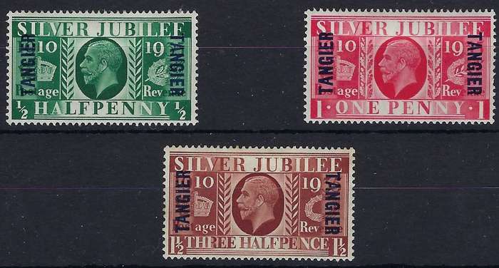 MOROCCO AGENCIES TANGIER1935  1/2d-1 1/2dmmSG 238/40silver jubilee  CAT R 475