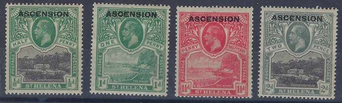 ASCENSION1949  3d-1s  m full set of 4SG 52/55universal postal union CAT 210