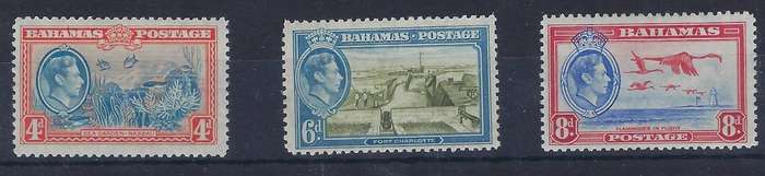BAHAMAS   1938   4d,6d,8d   m    full set of 3   SG  158/160     king george vi      CAT R 250