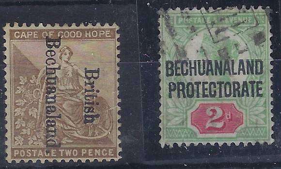 BECHUANALAND 1885/97  2d m and used SG 32,62 various multicolour CAT R 140