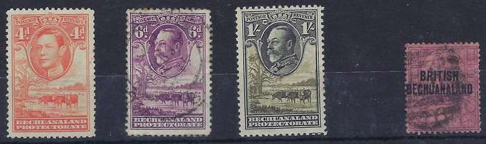 BECHUANALAND 1932 4d-1s m and used SG 36,103-105 various multicolour CAT R 285