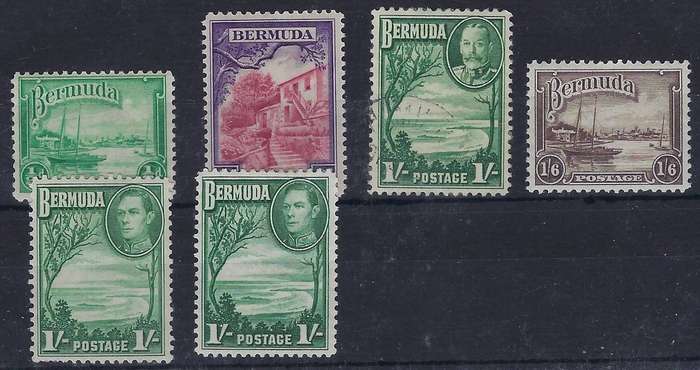 BERMUDA 1936/38   1/2d-1s6d m SG 98,104-106,115 various multicolour  CAT R 285