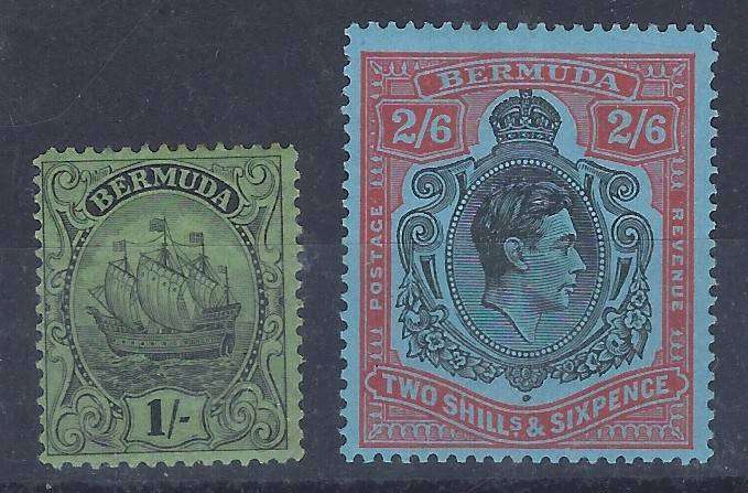 BERMUDA 1910 1s,2s6d m SG 51,117d various multicolour CAT R 485