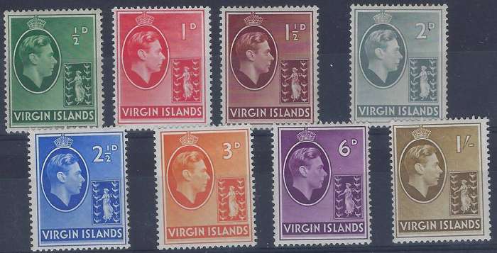 BRITISH VIRGIN ISLANDS 1938 1/2d-1s m SG 110a-117a  various multicolour  CAT R 275