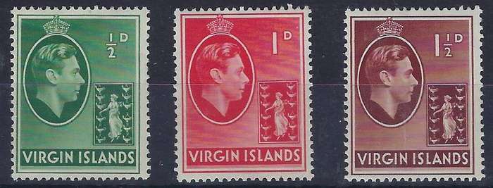 BRITISH VIRGIN ISLANDS 1938 1/2d-1 1/2d  m  SG 110a-112a king george vi  CAT R 70