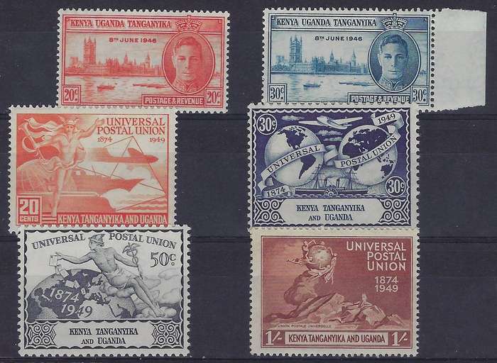 KUT  1946/9 20c-1s m SG 155,156,159/162 universal postal union CAT R 60