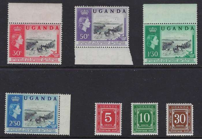 UGANDA 1962 30c-2.5pound, 5c-30c m  one full setSG 95/98,d7,d8,d10  CAT R 75