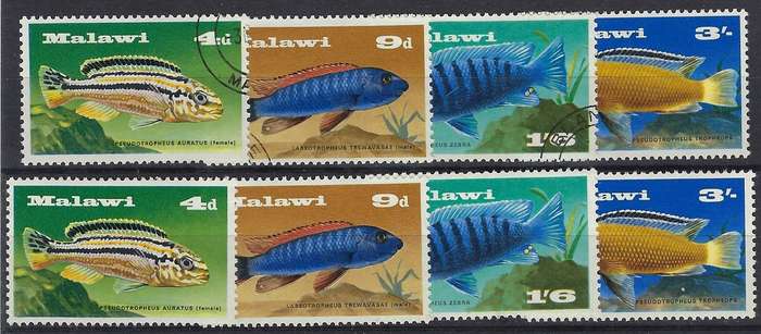 MALAWI 1967 4d-3s m and  used  both sets of 4SG 281/284 fishes CAT R 100