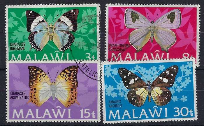 MALAWI 1973 3t-30t used  full set of 4  SG 429/433  butterflies CAT R 150