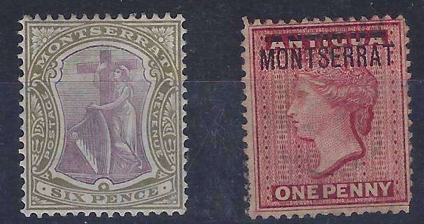 MONTSERRAT 1876/1903 1d,6d m SG 8c, 29a various multicolour CAT R 750