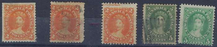 NEW BRUNSWICK 1860 2c,5c m and used SG 10,14 orange and green CAT R 2545