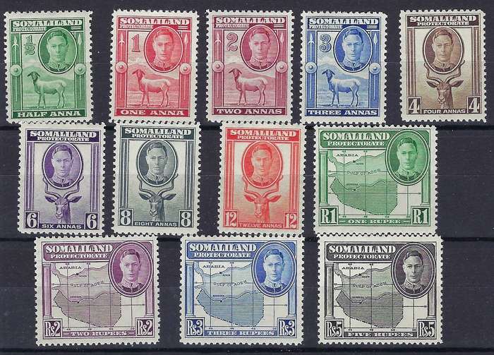 SOMALILAND 1942 1/2a-5r m SG 105/116 various multicolour CAT R 1320