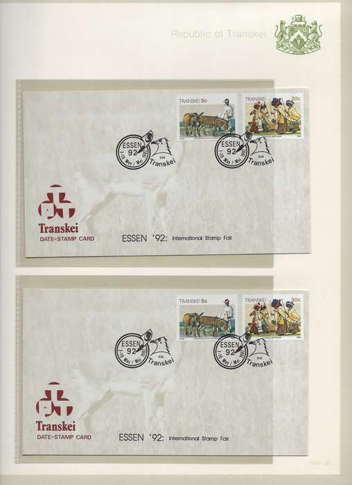 TRANSKEI TBV states  1985/94, mm, stamps and envelopes in arch folder, 30+ pages   CAT R 500