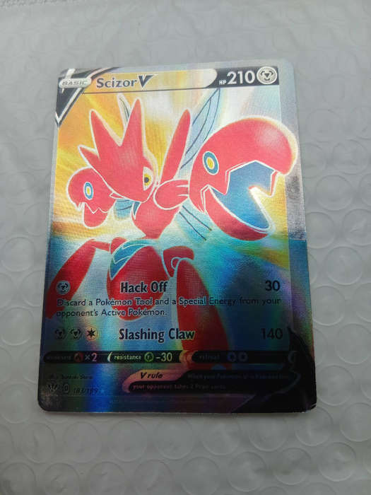 Scizor V FULL ART ULTRA RARE 183/189 Pokemon SWSH Darkness Ablaze Holo mint condition