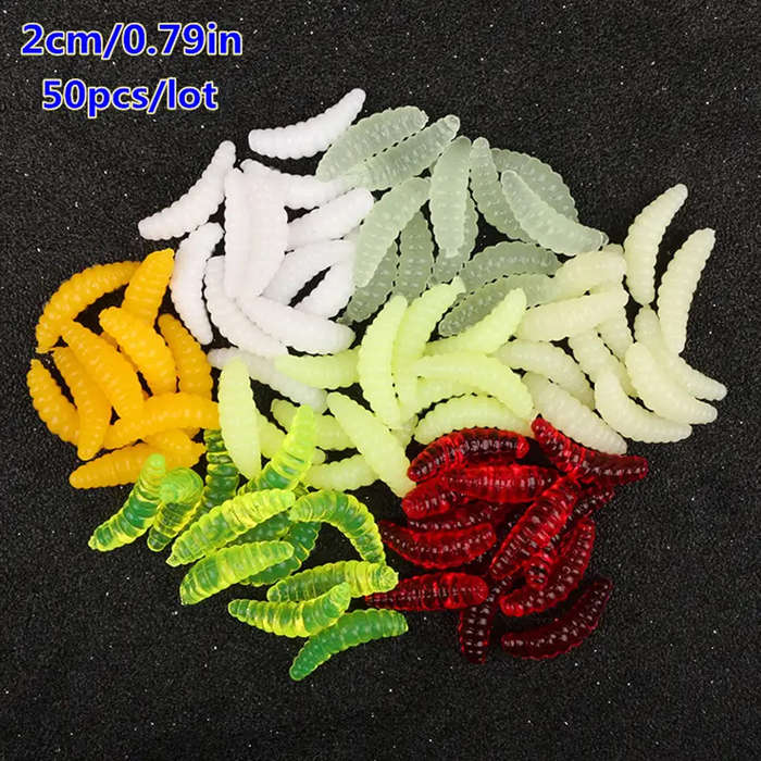 50pcs Fishing Tackle Bionic artificial Soft Worms  Lure For Freshwater And Seawater