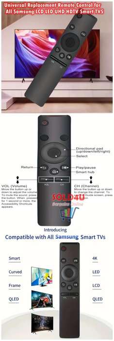 Remote Control for Samsung Smart TVs -Compatible with 2K, 4K, 8K, 3D HD QLED & LED LCD HDTVs Generic