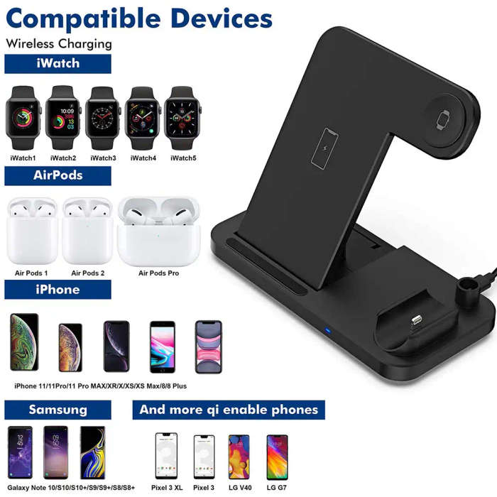 4 in 1 Fast Charging Dock for iWatch/Pencil/Airpods Pro/iPhone 11 pro