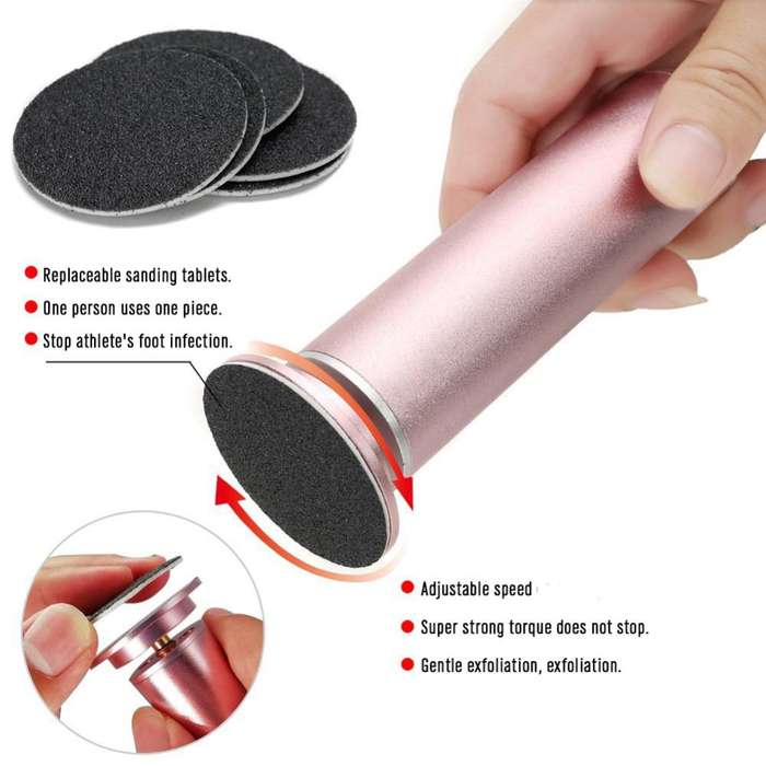 Electric Callus Remover Electronic Foot File Hard Dead skin Polisher + 60 pc Sandpaper