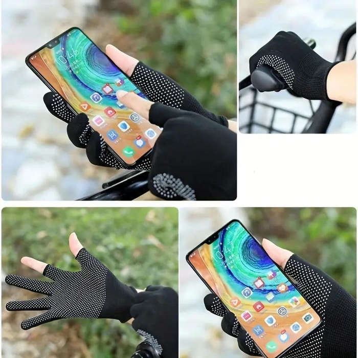 Pair of Breathable Touchscreen-Compatible Fingerless Cycling Gloves