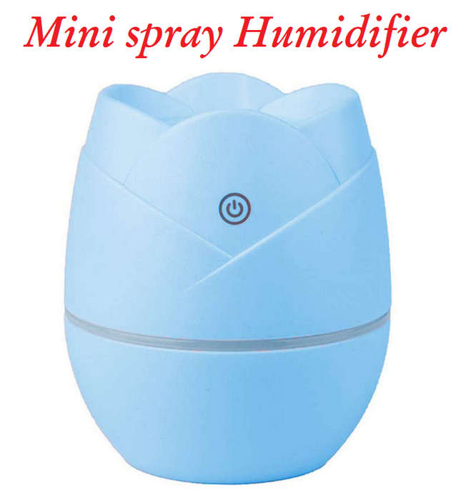 Rose shape Mini spray Humidifier USB powered (Blue)