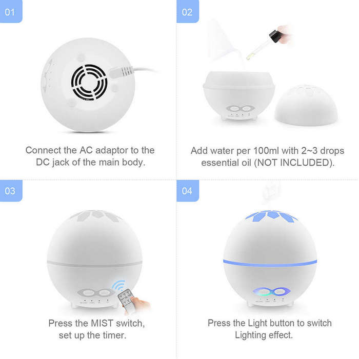 400ml Essential Oil Aroma Diffuser With 7 Color Light & Remote Control