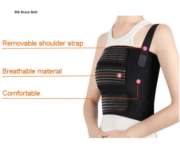 Breathable Broken Rib Chest Brace Support Protector Wrap Belt - Size:Large