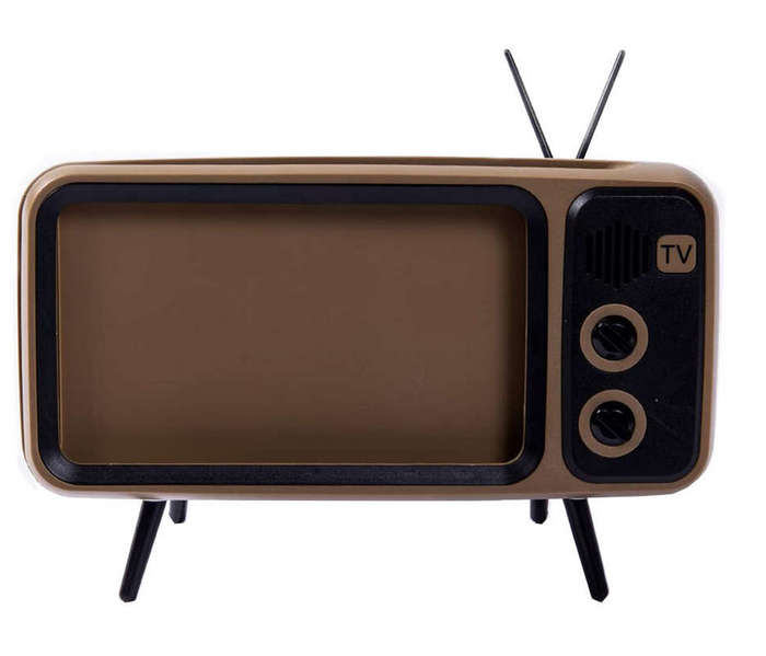 Bluetooth Speaker Stereo and Phone Dock Vintage Inspired TV Shape