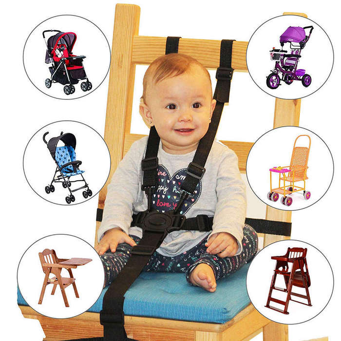 Baby Universal 5 Point Harness Belt Adjustable Strap for Stroller Black