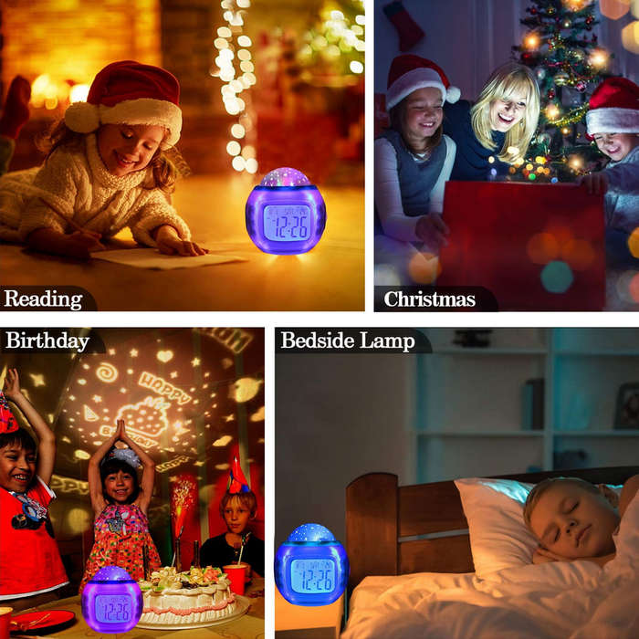 Kids Sky Star Light Projection Alarm Clock