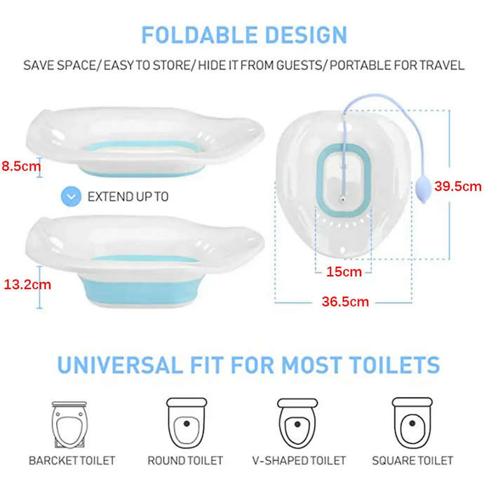 Foldable Bidet Sitz Bath Tub with Flusher for Postpartum Care grey