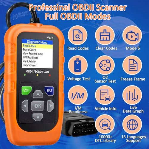OBD II Color Car Fault Detector Code Reader OBD2 Scanner Diagnostic Tool V119 (Orange)