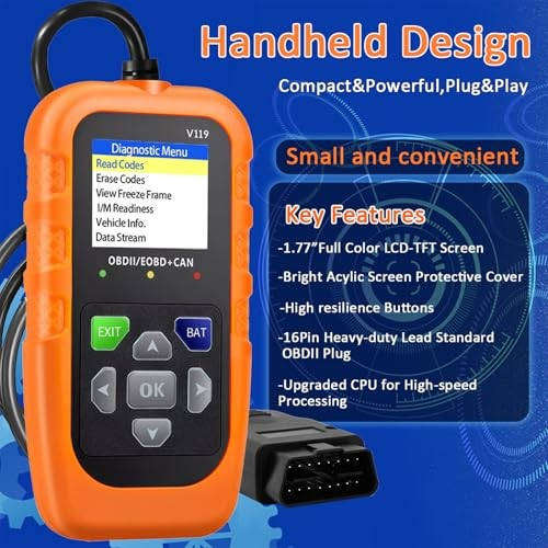 OBD II Color Car Fault Detector Code Reader OBD2 Scanner Diagnostic Tool V119 (Orange)
