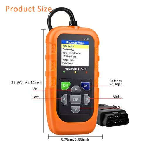 OBD II Color Car Fault Detector Code Reader OBD2 Scanner Diagnostic Tool V119 (Orange)