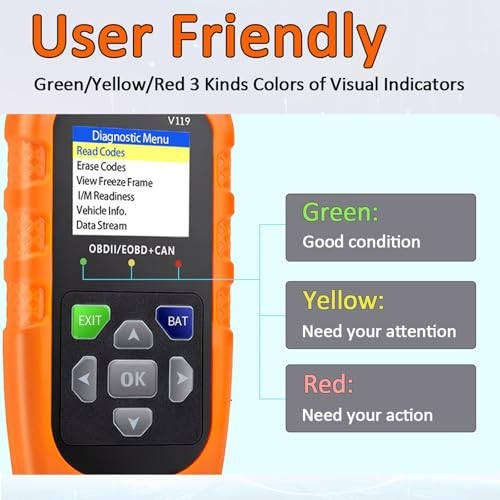 OBD II Color Car Fault Detector Code Reader OBD2 Scanner Diagnostic Tool V119 (Orange)