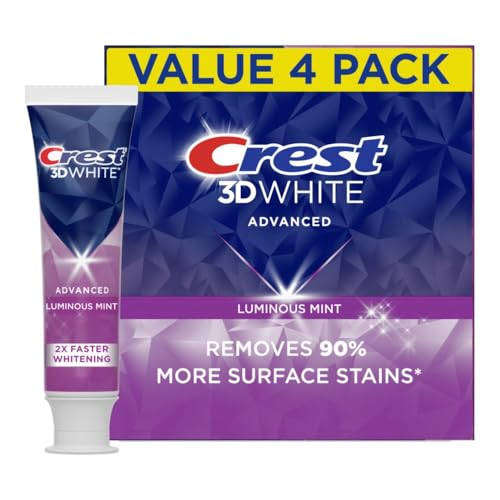 Crest 3D White Advanced Luminous Mint Teeth Whitening Toothpaste (Value 4-Pack)