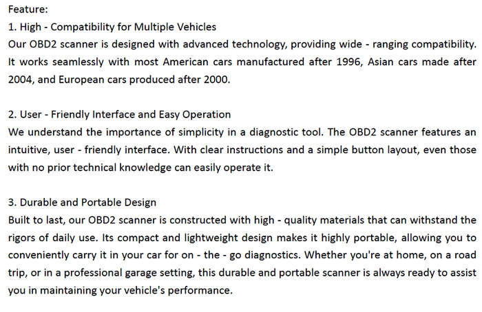 OBD II Color Car Fault Detector Code Reader OBD2 Scanner Diagnostic Tool Car V119