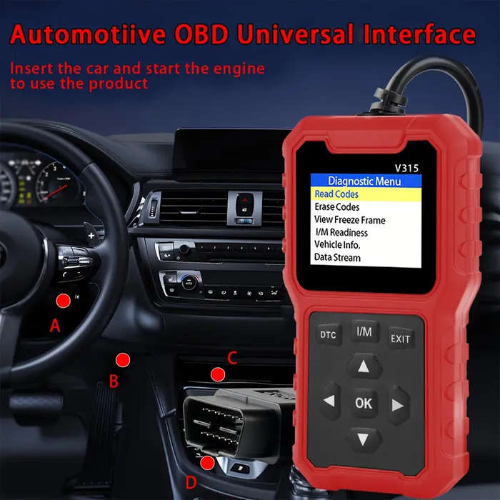 V315 Advanced OBD2 Scanner Diagnostic Tool (Black or Red)