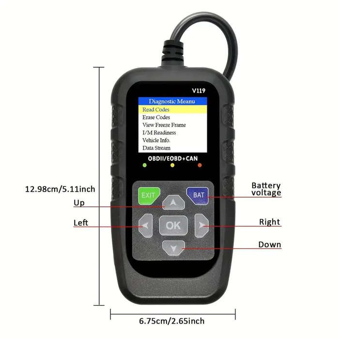 OBD II Color Car Fault Detector Code Reader OBD2 Scanner Diagnostic Tool Car V119