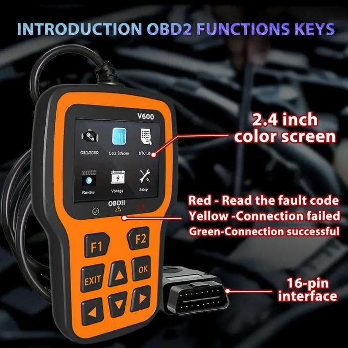 OBD2 scanner Car Diagnostic Tool Supports 10 Languages 2.4 Inch Color Screen