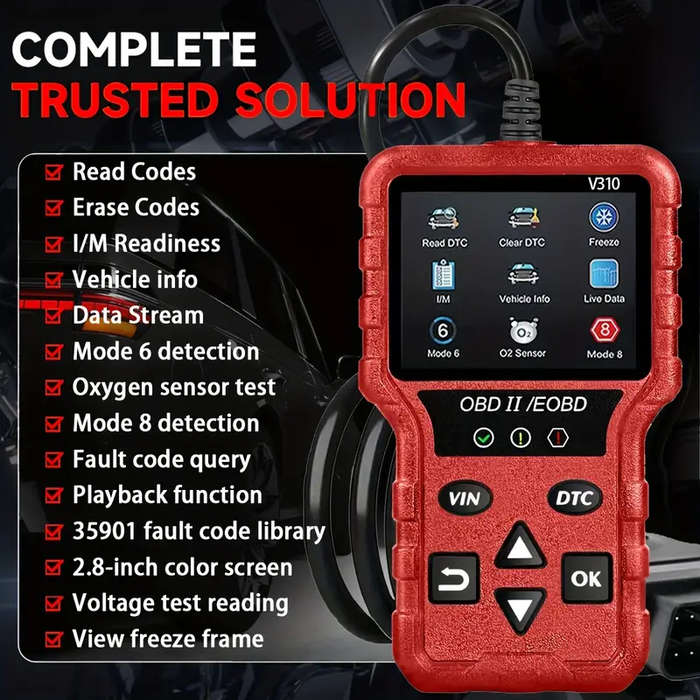 OBD2 Colorful Screen Car Fault Detector Automotive Diagnostic Tool (RED)