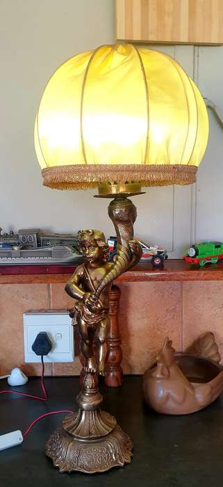 MAGNIFICENT ITALIAN SPELTER CHERUB LAMP 700 MM HIGH NEWLY REWIRED