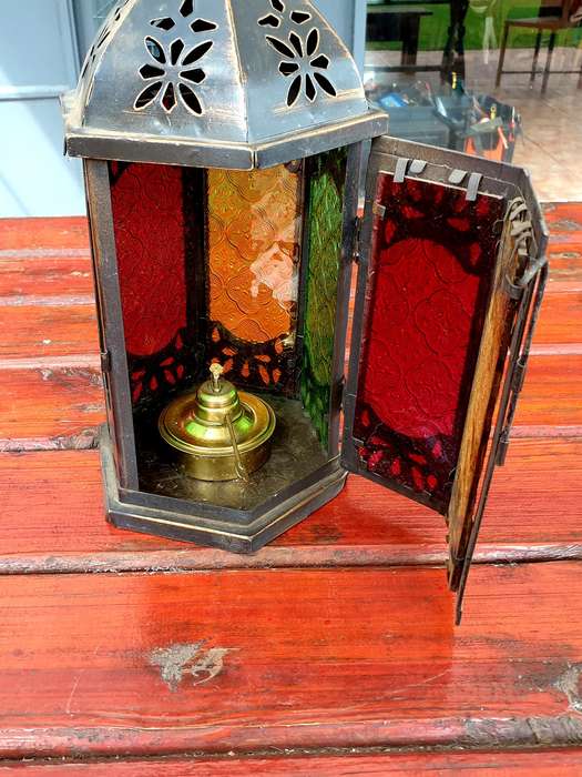 VINTAGE COPPER TONE LANTERN 160 X 340 MM TALL WITH BURNER