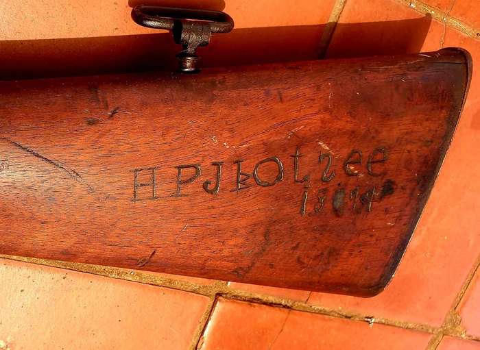 1875 ZULU WAR BLACK POWDER WESTLEY RICHARDS MONKEY TAIL   IN 450, PERSONALIZED TO HPJ KOTZEE 1877