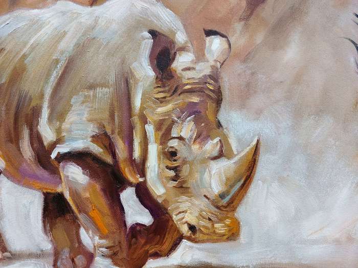 Friends, Oil painting by Danie Cronjé on canvas roll, unframed