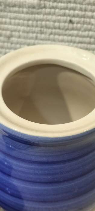 A Quality Blue Glazed Ceramic Lidded Salt Jar