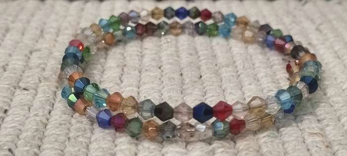 2 Ring Memory Faceted Crystal Bracelet. (Nr3)