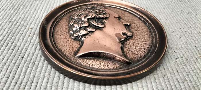 A Magnificent 674g Brass Plaque of Goethe